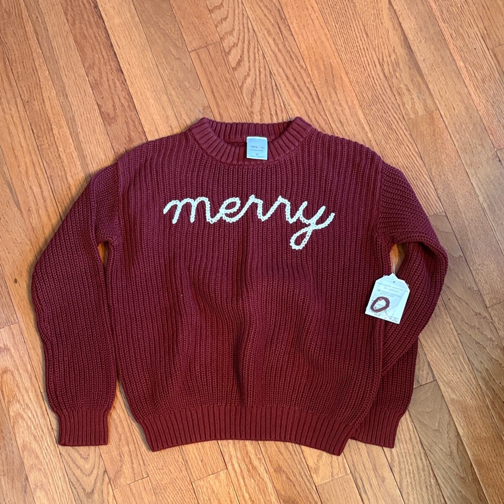 Kids Burgundy 'Merry' Sweater